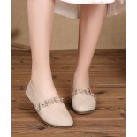 Fine Flats Beige Cowhide Leather Penny Loafers